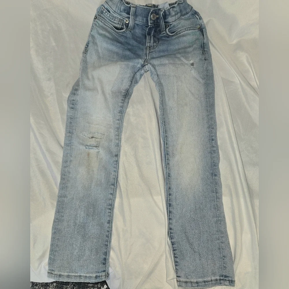 Old Navy Kids Boys Light Blue Distressed Straight Leg 360 Slim Jeans Size 7